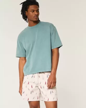 Above-the-Knee Linen-Blend Pattern Shorts