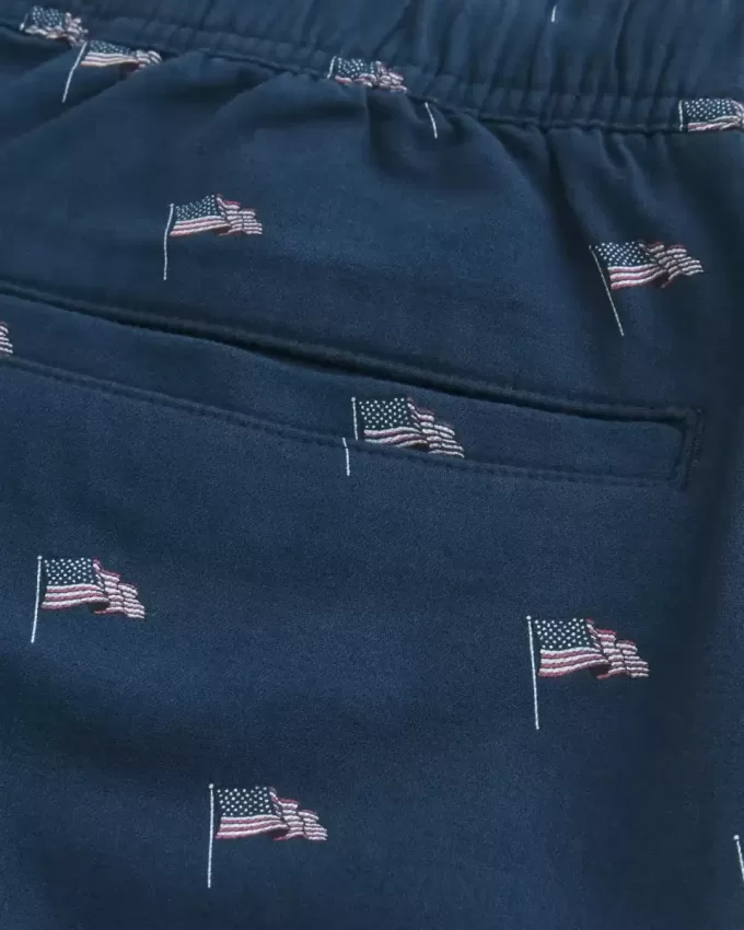 Above-the-Knee Linen-Blend Pattern Shorts