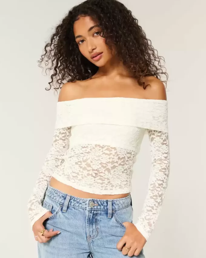 All-Over Lace Off-the-Shoulder Top