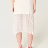 Asymmetrical Hem Lace Midi Skirt