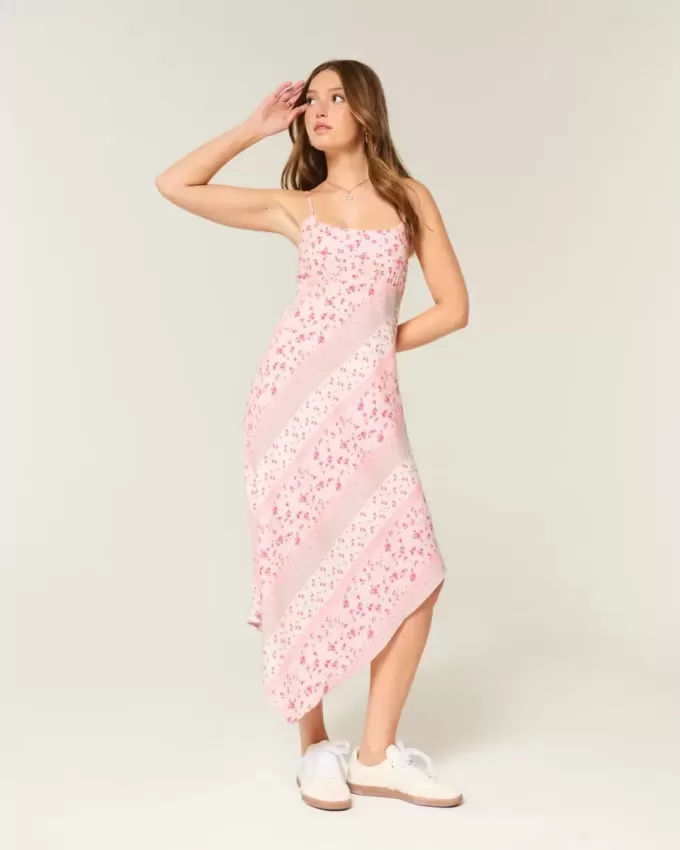 Asymmetrical Hem Midi Dress