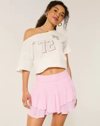 Asymmetrical Hem Tiered Mini Skort