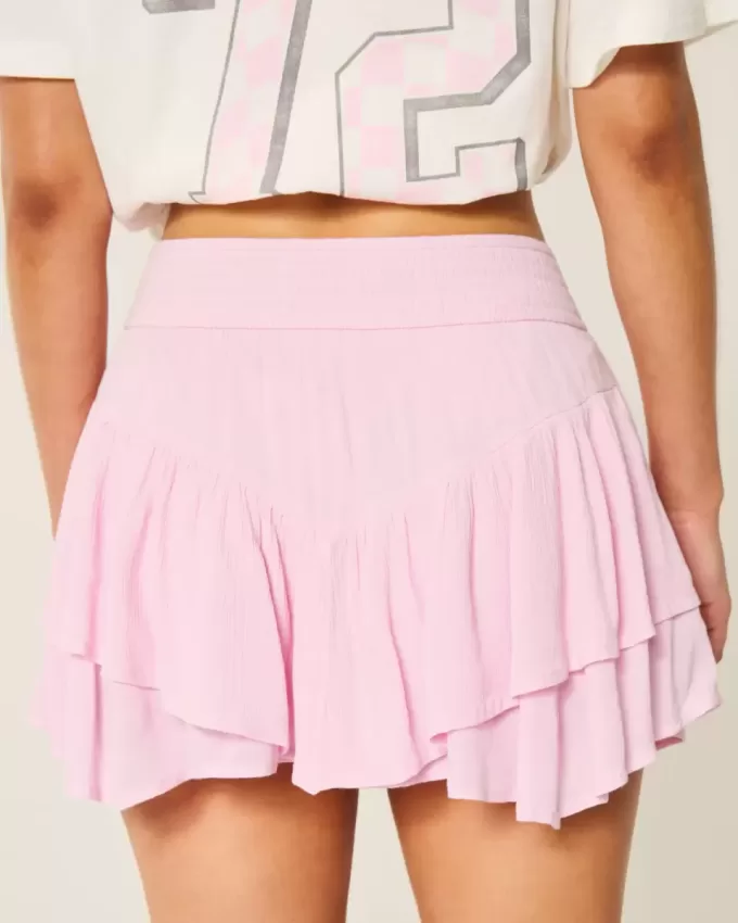 Asymmetrical Hem Tiered Mini Skort