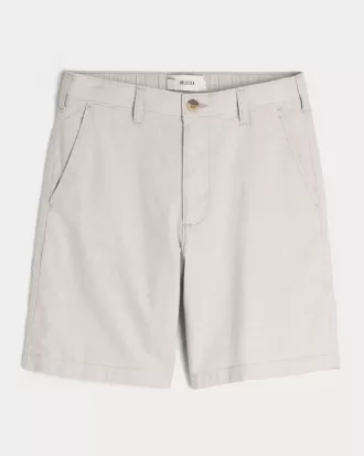 At-the-Knee Linen-Blend Flat-Front Shorts