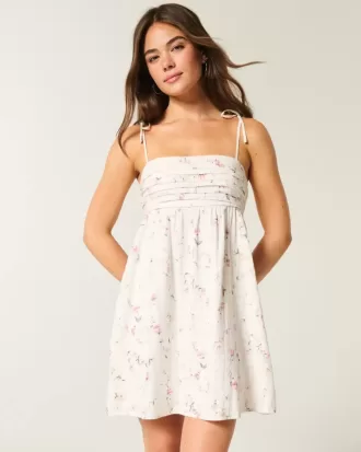 Babydoll Tie-Strap Mini Dress