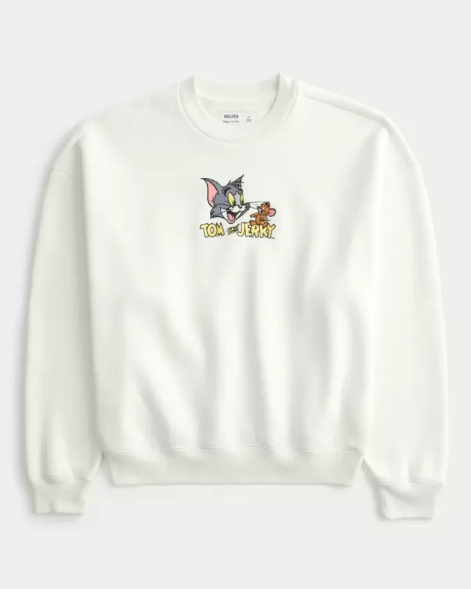 Baggy Cinch Tom and Jerry Graphic Crew Sweatshirt