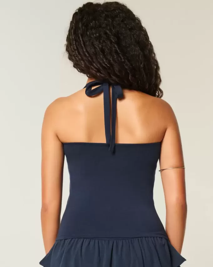 Beaded Graphic Halter Top