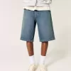 Below-the-Knee Dark Wash Super Baggy Denim Shorts
