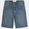 Below-the-Knee Dark Wash Super Baggy Denim Shorts