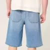 Below-the-Knee Medium Wash Super Baggy Denim Shorts