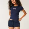 Bow Graphic Fleece Mini Shorts