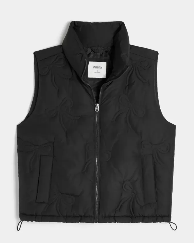 Bow Pattern Puffer Vest