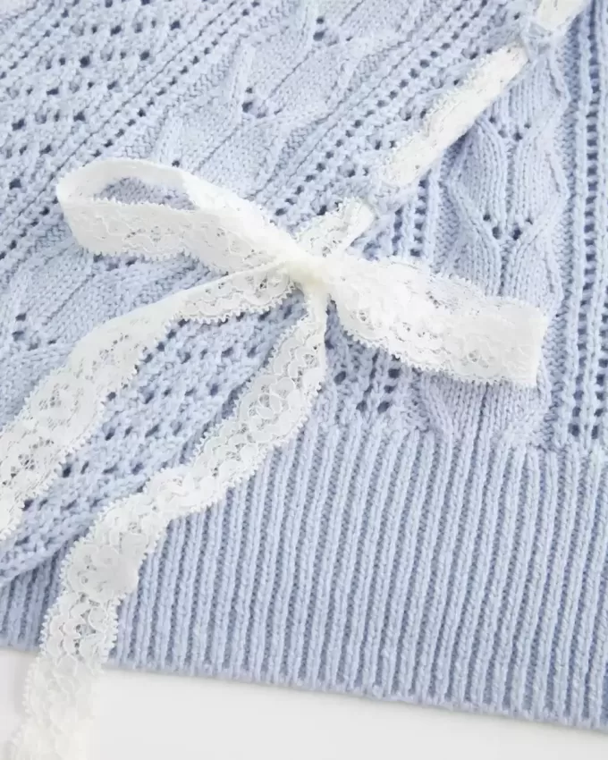 Bow-Sleeve Cable-Knit Sweater