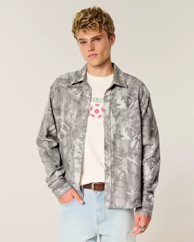 Boxy Camo Flannel Shirt