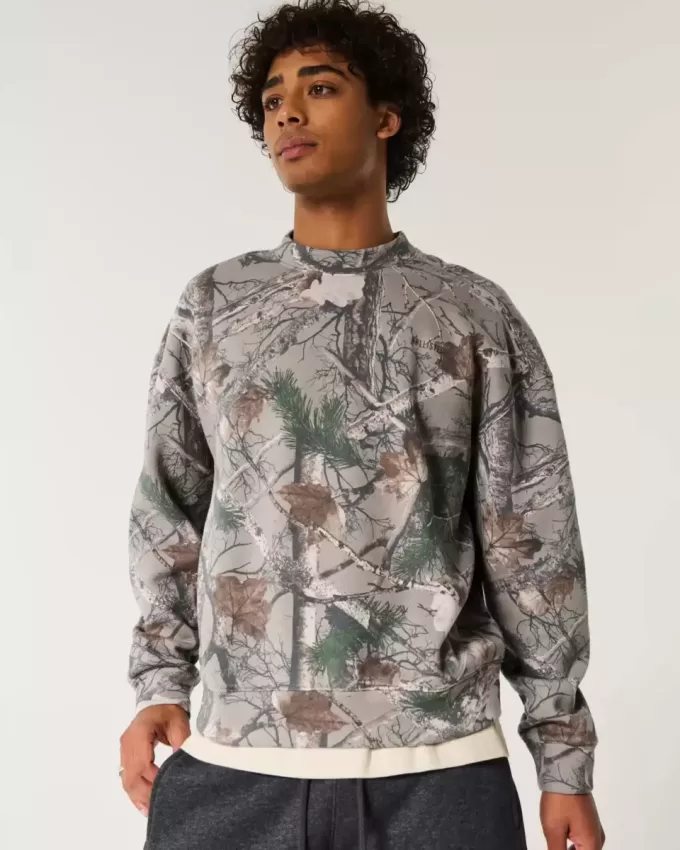 Boxy Camo Logo Crew Sweatshirt