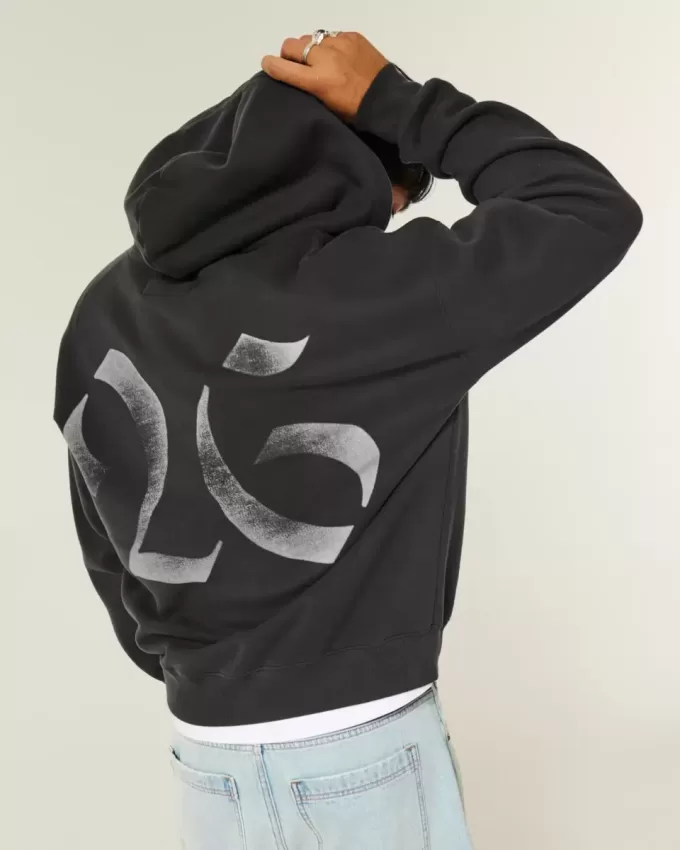Boxy Class of 26 Graphic Zip-Up Hoodie