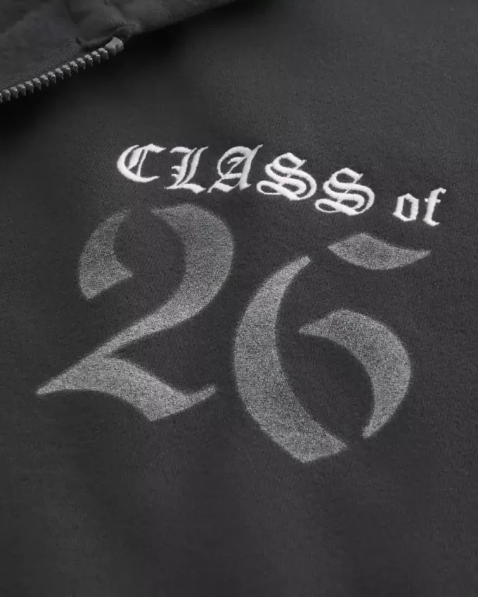 Boxy Class of 26 Graphic Zip-Up Hoodie