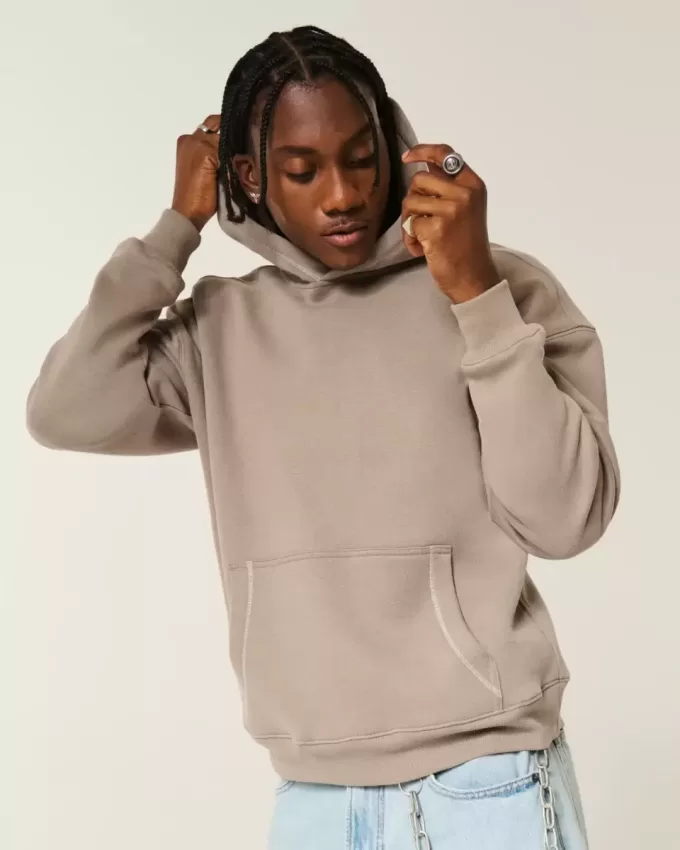 Boxy Contrast Stitch Hoodie