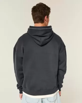 Boxy Contrast Stitch Hoodie