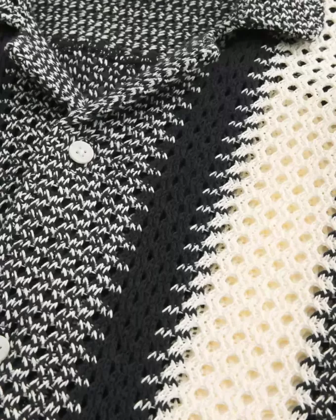 Boxy Crochet-Style Short-Sleeve Shirt