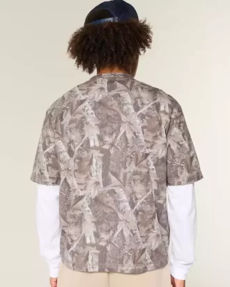 Boxy Crop Heavyweight Camo Crew T-Shirt
