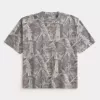 Boxy Crop Heavyweight Camo Crew T-Shirt