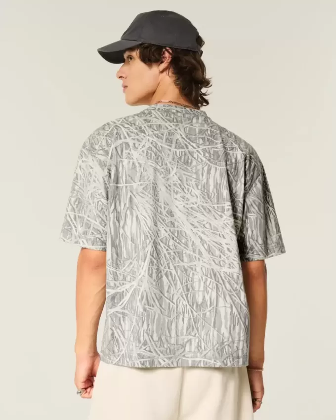 Boxy Crop Heavyweight Camo Crew T-Shirt