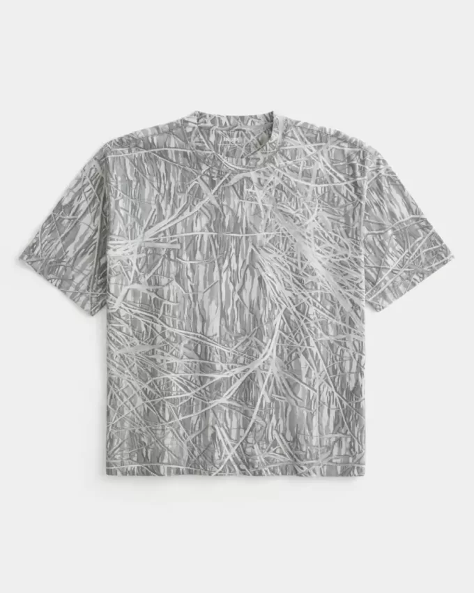 Boxy Crop Heavyweight Camo Crew T-Shirt