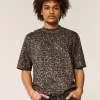 Boxy Crop Heavyweight Leopard Print Crew T-Shirt