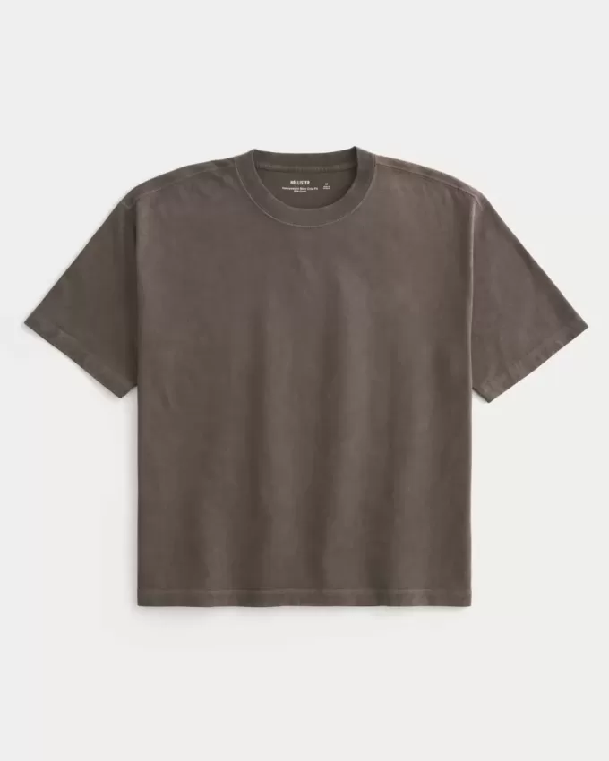 Boxy Crop Heavyweight Washed Crew T-Shirt