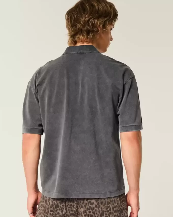 Boxy Crop Washed Polo