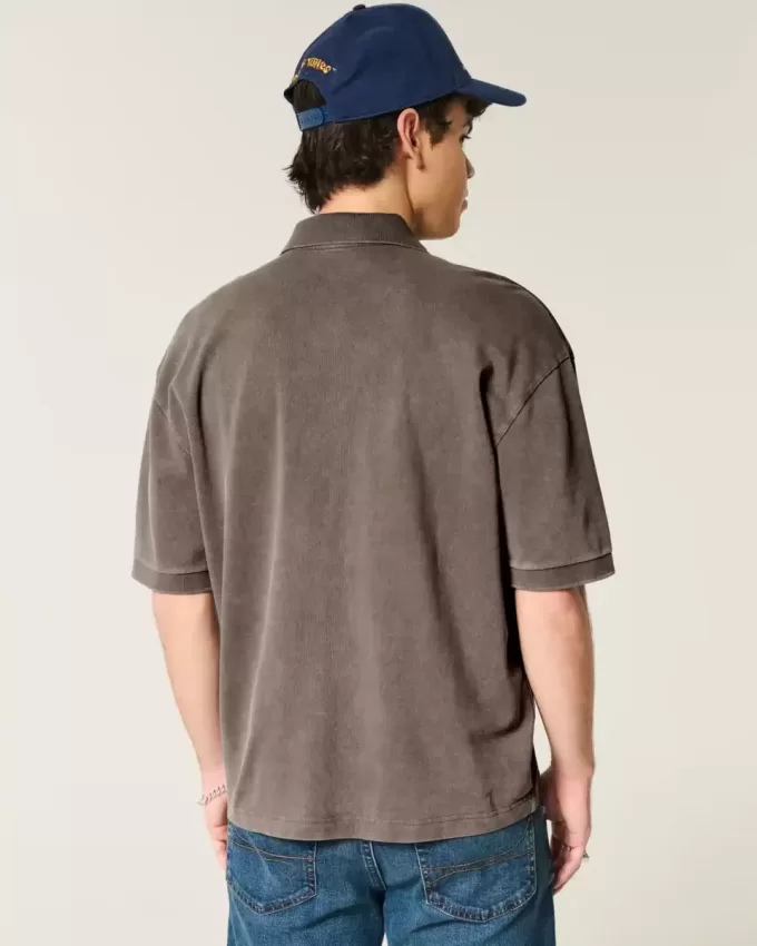 Boxy Crop Washed Polo