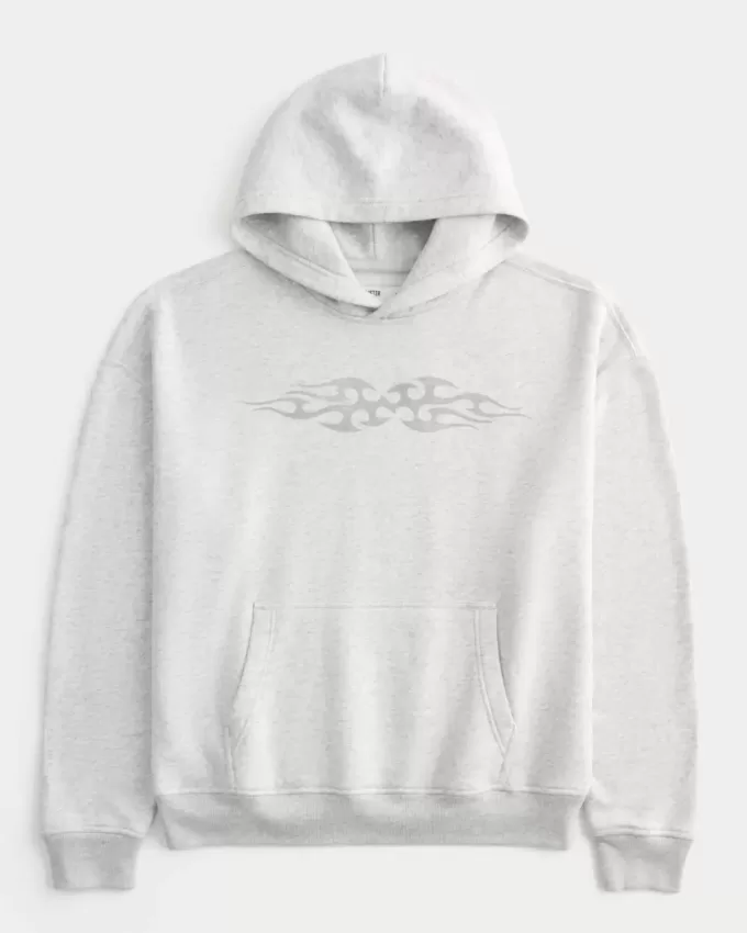 Boxy Flame Graphic Hoodie