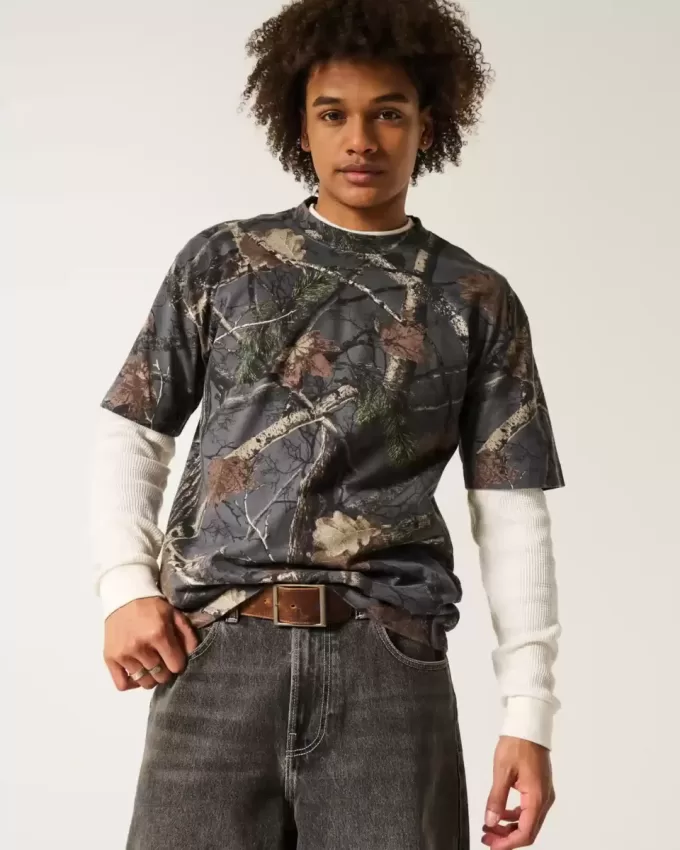 Boxy Heavyweight Camo Crew T-Shirt