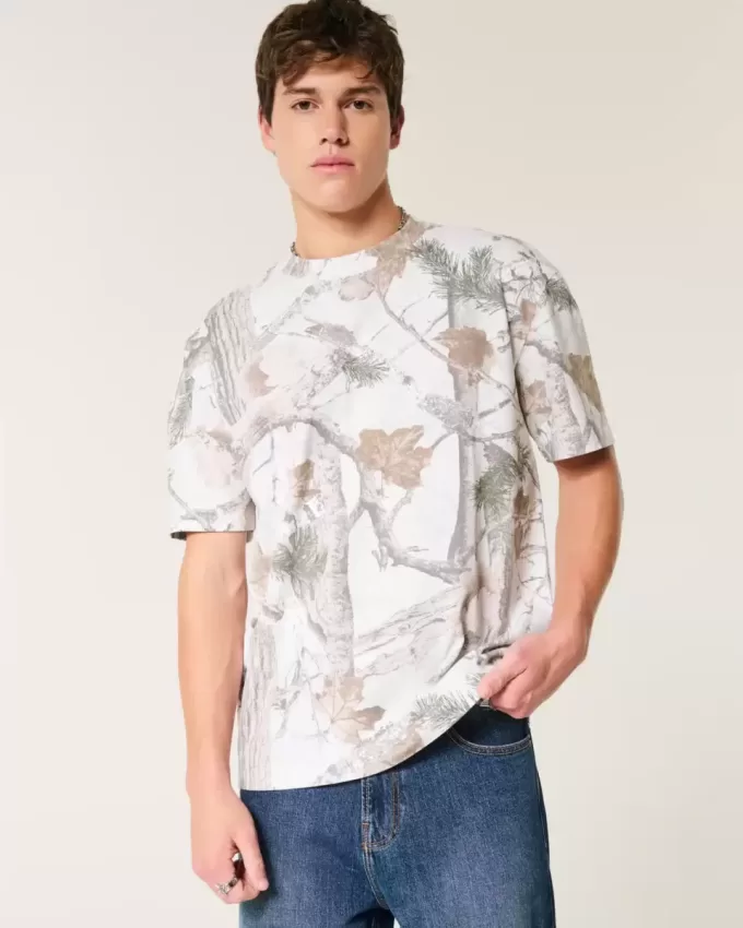 Boxy Heavyweight Camo Crew T-Shirt