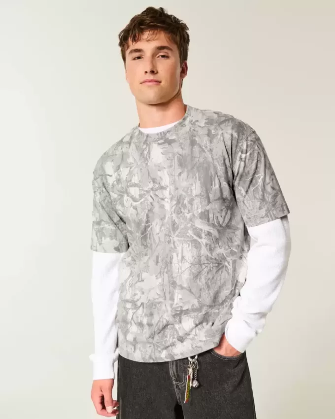 Boxy Heavyweight Camo Crew T-Shirt