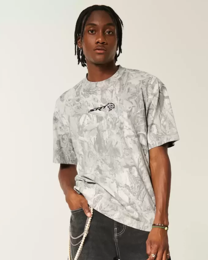 Boxy Heavyweight Camo Dodge Challenger SRT Graphic Tee