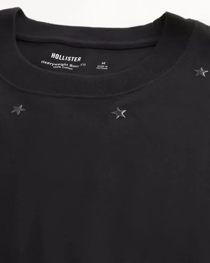 Boxy Heavyweight Star Embellished Crew T-Shirt