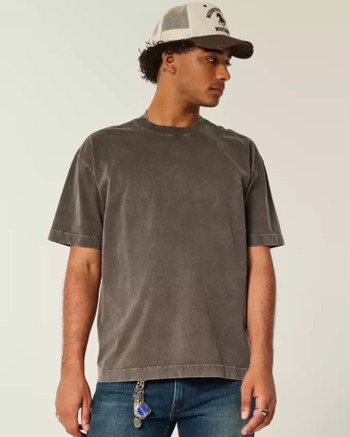 Boxy Heavyweight Washed Cotton Crew T-Shirt