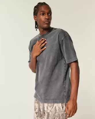 Boxy Heavyweight Washed Cotton Crew T-Shirt