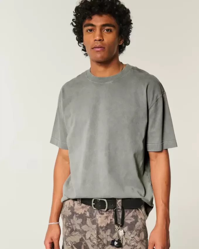 Boxy Heavyweight Washed Cotton Crew T-Shirt