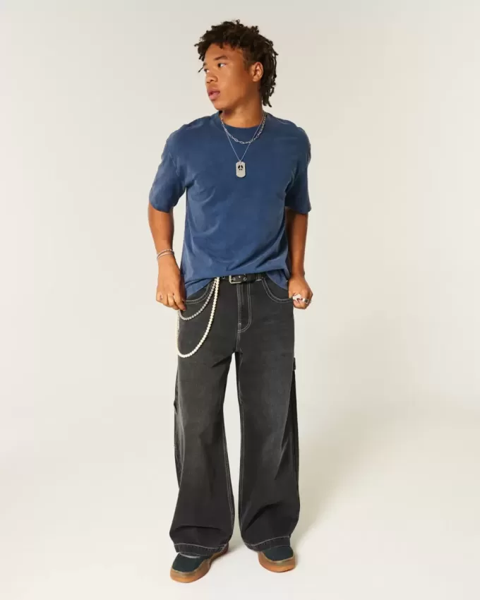 Boxy Heavyweight Washed Cotton Crew T-Shirt