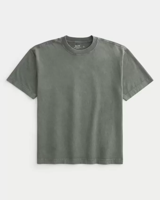 Boxy Heavyweight Washed Cotton Crew T-Shirt