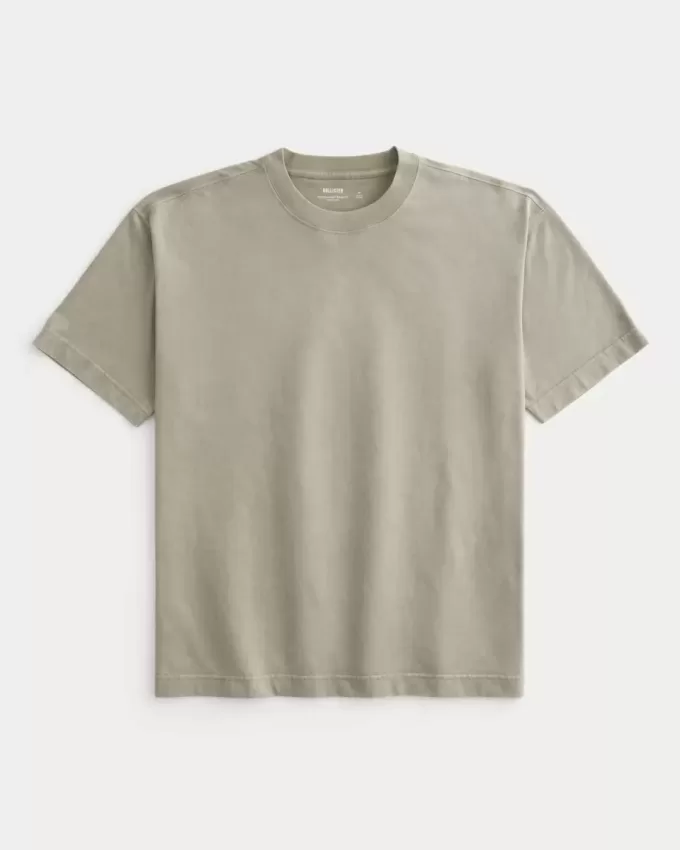 Boxy Heavyweight Washed Cotton Crew T-Shirt