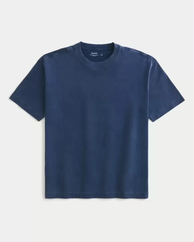 Boxy Heavyweight Washed Cotton Crew T-Shirt