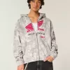 Boxy Honda Racing Graphic Zip-Up Hoodie
