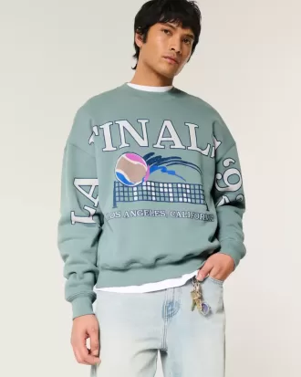 Boxy LA Finals Tennis Graphic Crew Sweatshirt