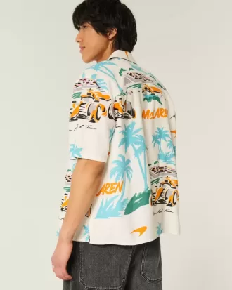 Boxy Linen-Blend McLaren Pattern Shirt