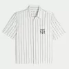 Boxy Linen-Blend Short-Sleeve Bermuda Graphic Shirt