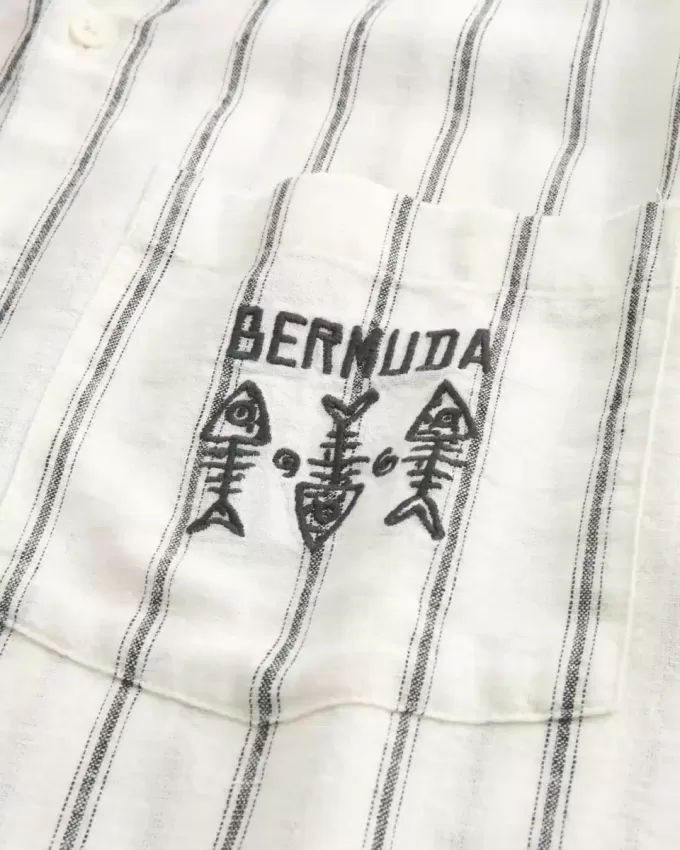 Boxy Linen-Blend Short-Sleeve Bermuda Graphic Shirt